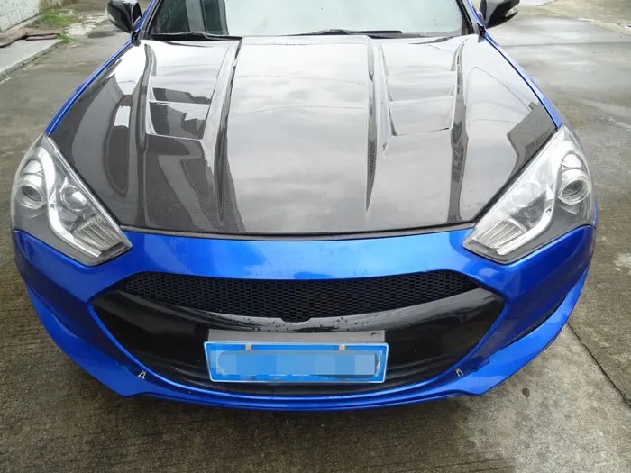 Carbon Fiber Hood for 2013  Genesis Coupe Bodykit Bonnet with Sports Design Custom Car Engine Cover